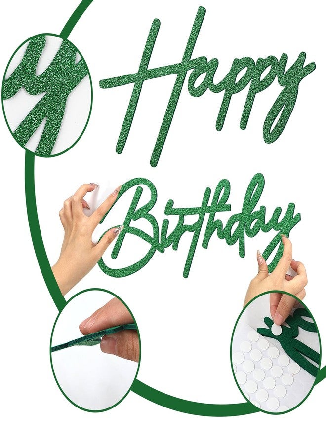 MASTRON Happy Birthday Sign for Backdrop - Glitter Green Felt 'Happy Birthday' Letter Sign for Balloon Arch Backdrop Decorations - Image 4